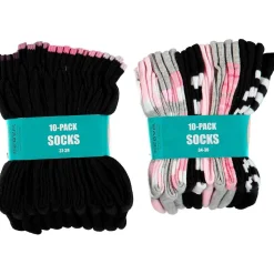 TYTTÖJEN 10-PACK SUKKA, MUSTA+KUOSIT, KOOT 25/27-37/39