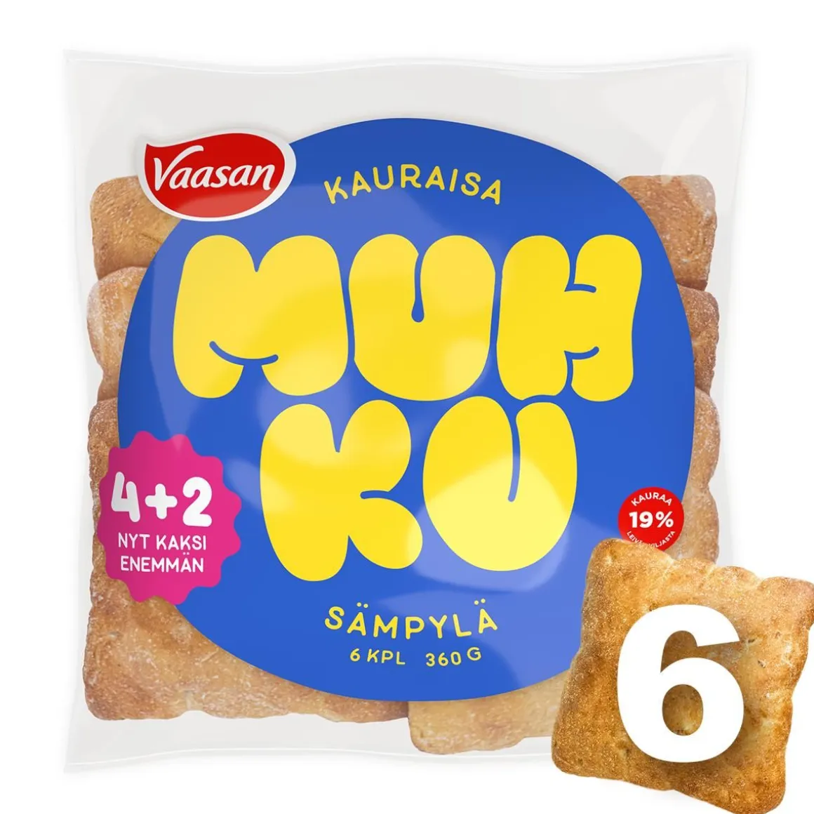 VAASAN MUHKU KAURAISA SÄMPYLÄ 6KPL 360 G