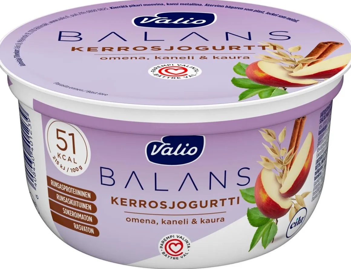 VALIO BALANS KERROSJOGURTTI OMENA-KANELI-KAURA RASVATON LAKTON