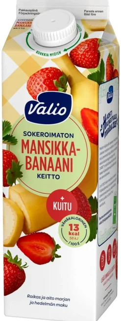 VALIO MANSIKKA-BANAANIKEITTO+KUITU SOKEROIMATON 1KG
