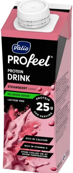 VALIO PROFEEL PROTEIINIJUOMA MANSIKKAINEN SOKTON UHT LAKTON 250