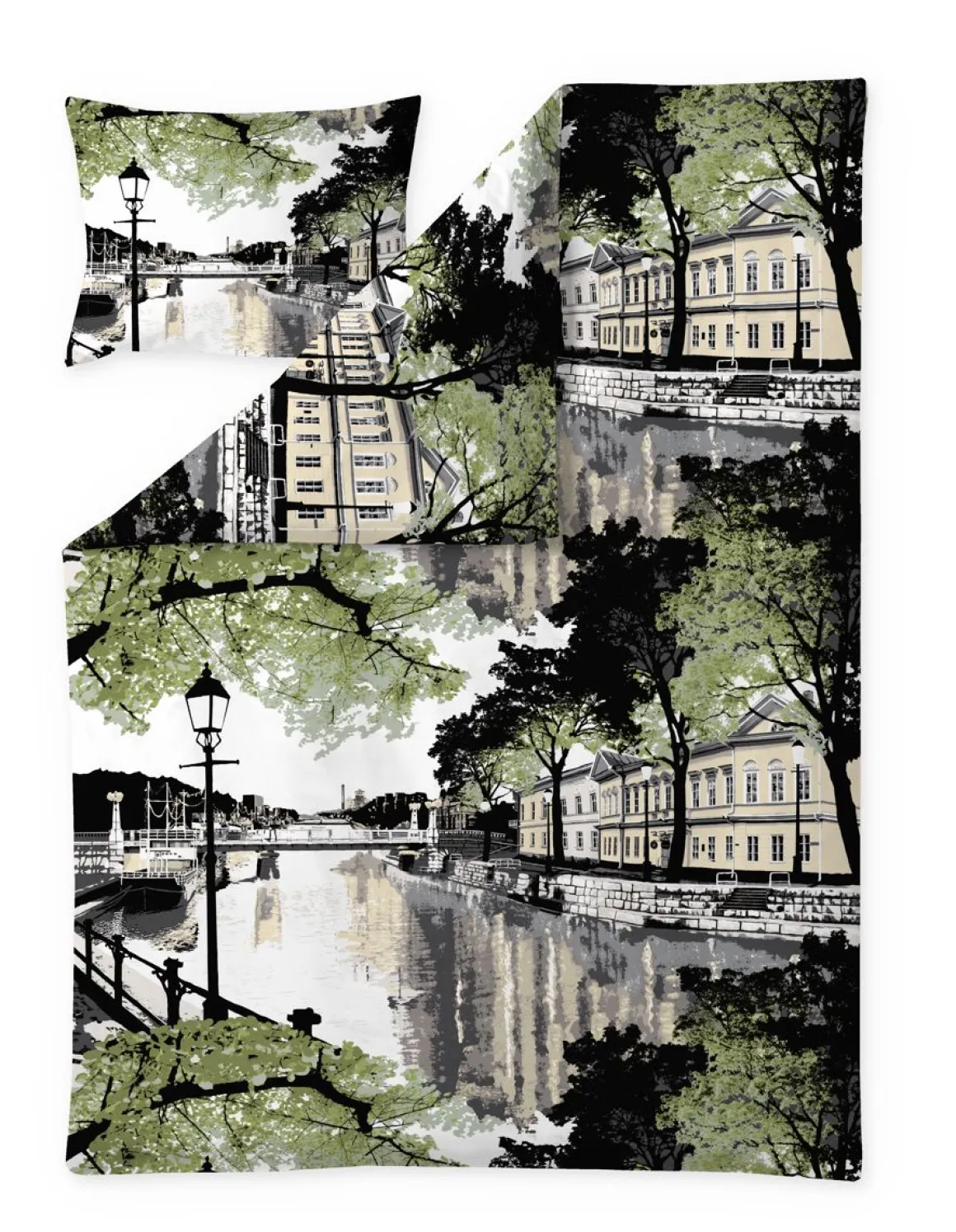 VALLILA PUSSILAKANASETTI AURAJOKI 150X210CM VIHREÄ-KELT.