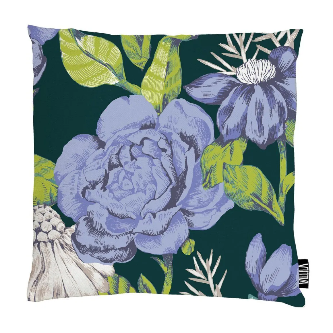 VALLILA KORISTETYYNYNPÄÄLLINEN LUPAUS 43X43CM VIHREÄ-LILA