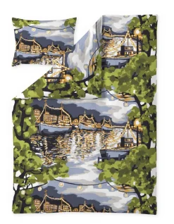 VALLILA PUSSILAKANASETTI ILTA 150X210CM VIHREÄ-SININEN