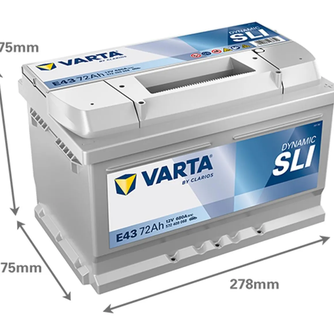 VARTA DYNAMIC SLI KÄYNNISTYSAKKU 72AH 278X175X175MM -/+ 680A
