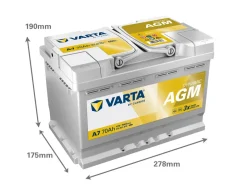 VARTA SILVER DYNAMIC KÄYNNISTYSAKKU AGM XEV 70AH 278X175X190MM -/+ 760A