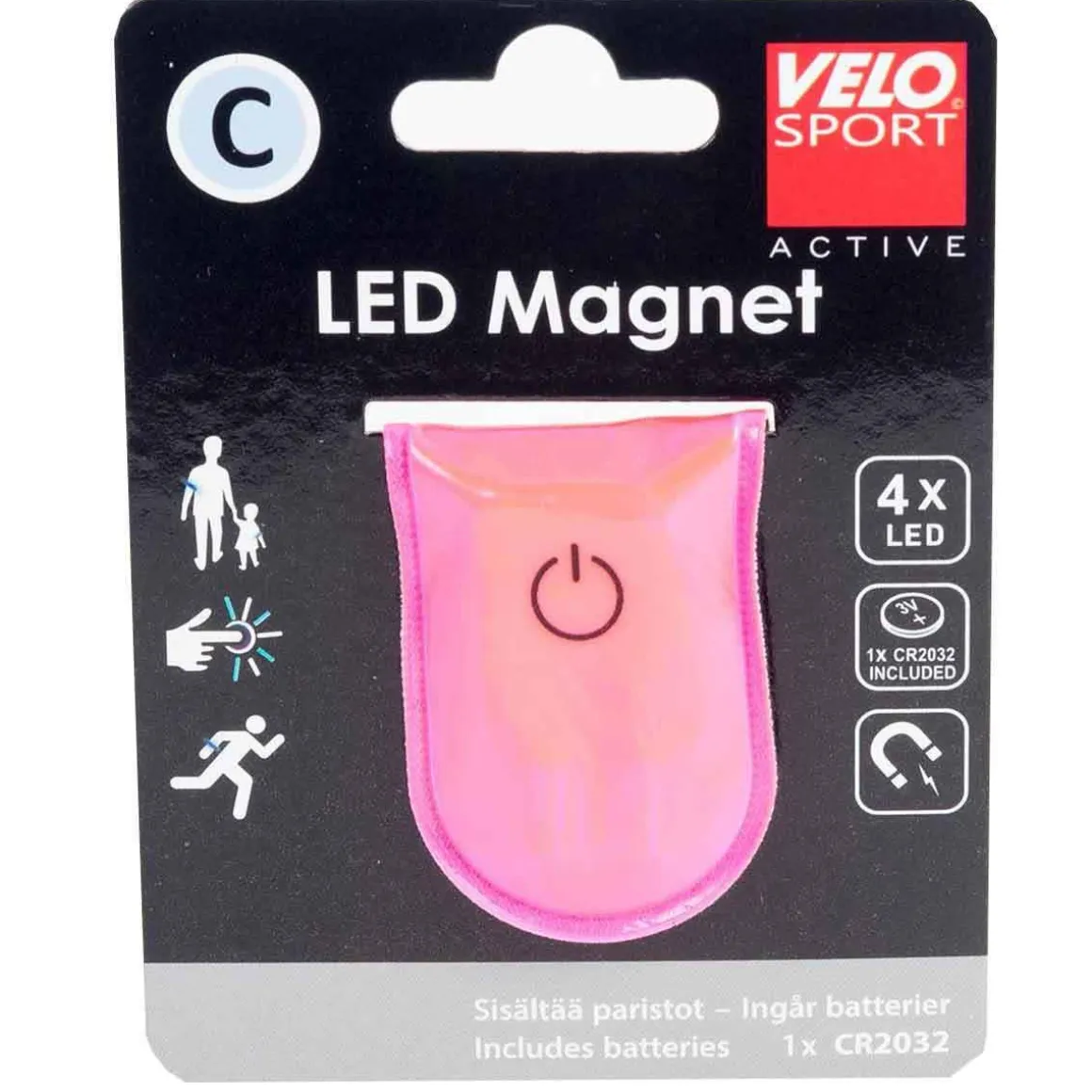 VELO LED MAGNEETTI 4LED PINKKI