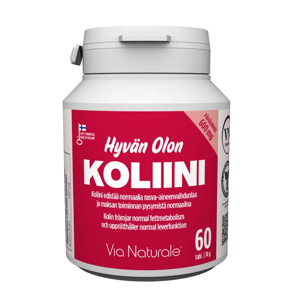 VIA NATURALE HYVÄN OLON KOLIINI 600MG 60 KPL