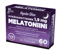 VIA NATURALE HYVÄN OLON MELATONIINI PITKÄVAIKUTTEINEN 1,9MG