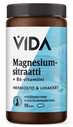 VIDA MAGNESIUMSITRAATTI + B6 PITKÄVAIKUTTEINEN 90 KPL