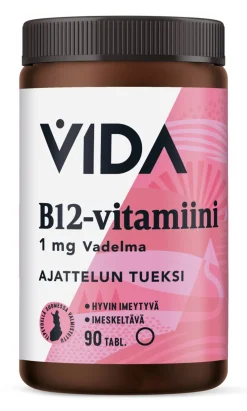 VIDA B12-VITAMIINI 1MG IMESKELTÄVÄ VADELMA 90 KPL