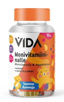 VIDA NALLE MONIVITAMIINI METSÄMARJA-APPELSIINI 90 KPL