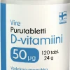 VIRE D3-VITAMIINI 50MIKROGR. PURUTAB MANSIKKA-VADELMA 120 KPL