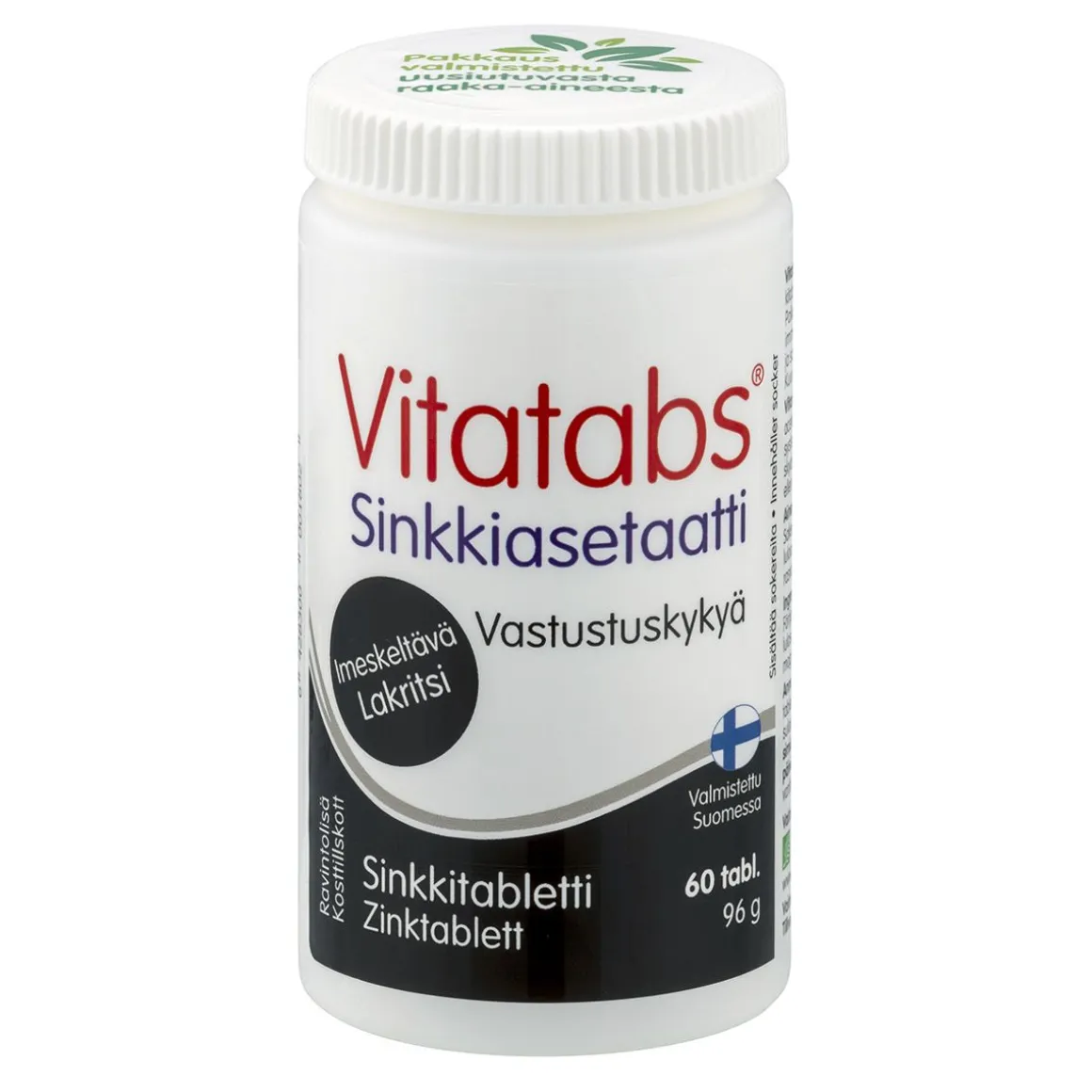 VITATABS SINKKIASETAATTI IMESKELTÄVÄ LAKRITSI 60 KPL