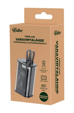 WALTTER ECO LED 10000 MAH VARAVIRTA KAAPELEILLA