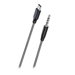 WAVE PUNOTTU AUDIOKAAPELI USB TYPE-C 3,5MM 1M MUSTAVALKOINEN