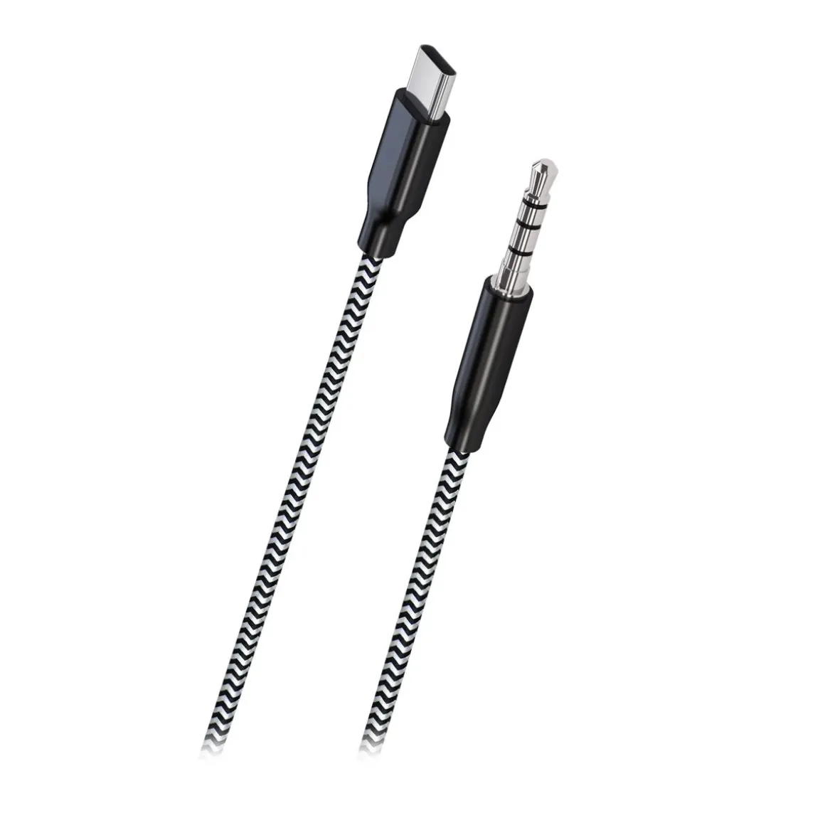 WAVE PUNOTTU AUDIOKAAPELI USB TYPE-C 3,5MM 1M MUSTAVALKOINEN
