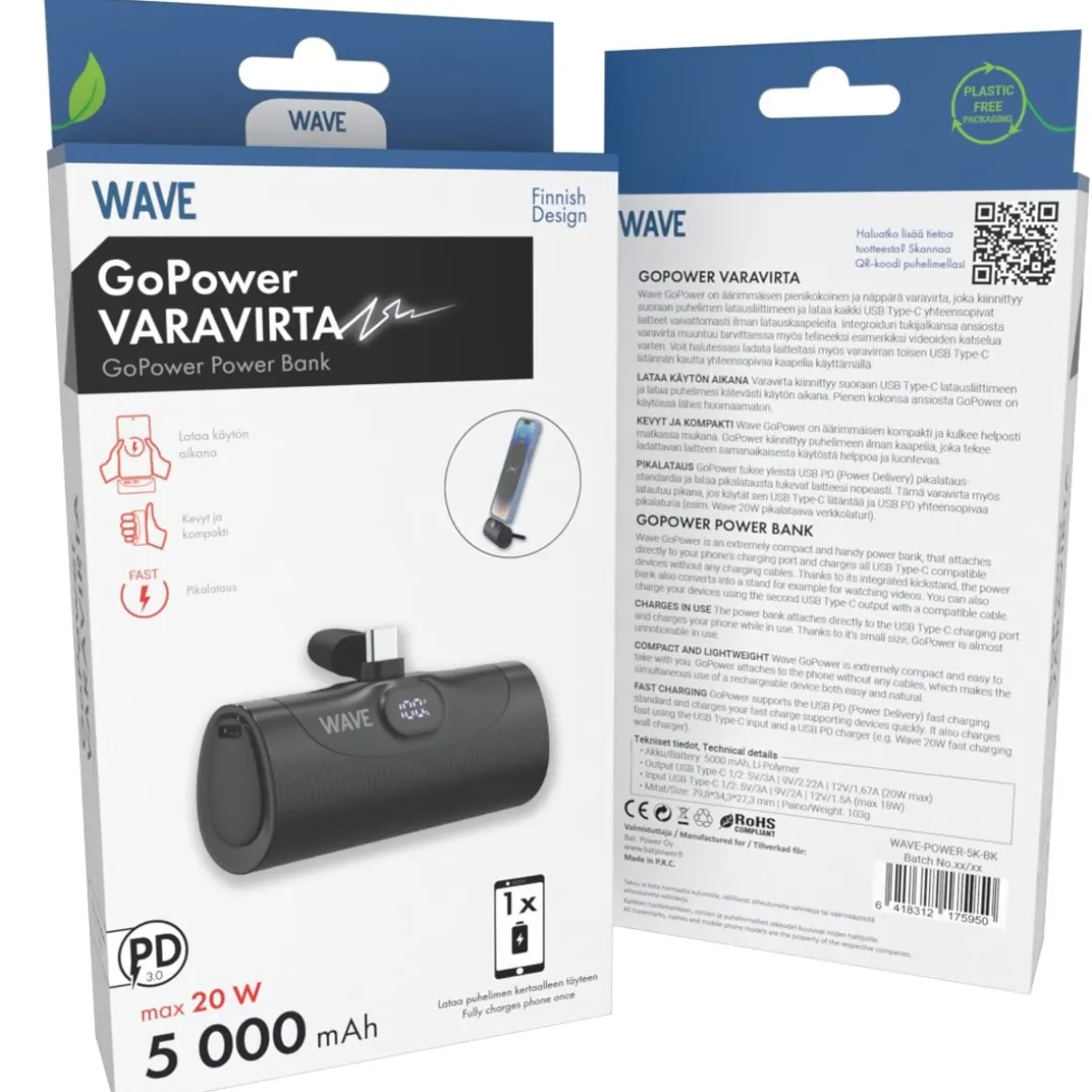 WAVE GOPOWER LISÄVIRTA 5000MAH MUSTA