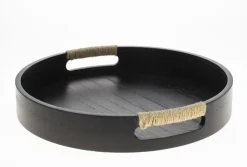 WEISTE PYÖREÄ PUUTARJOTIN MUSTA HALK.30CM, NARUKORISTEET