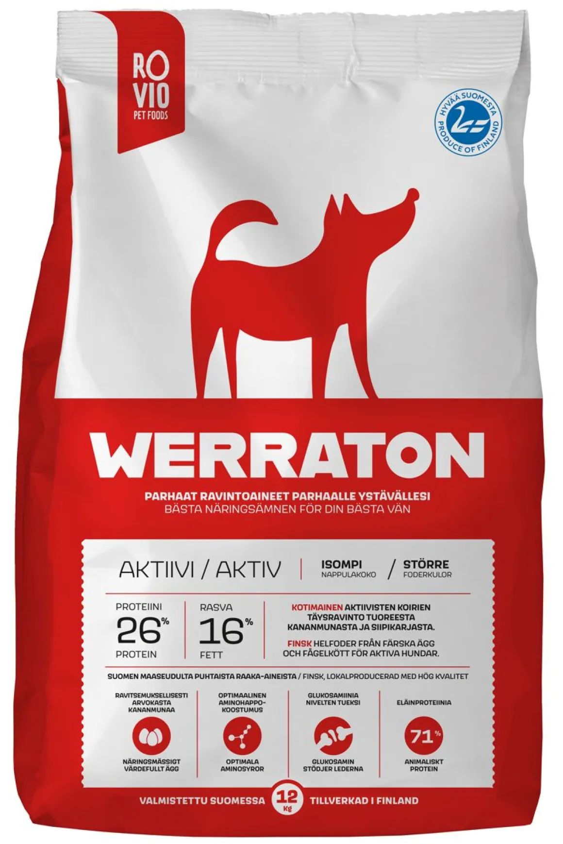 WERRATON KOIRAN TÄYSRAVINTO AKTIIVI 12 KG