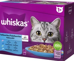 WHISKAS 1+ KALASUOSIKIT HYYTELÖSSÄ 12*85G 1,02 KG