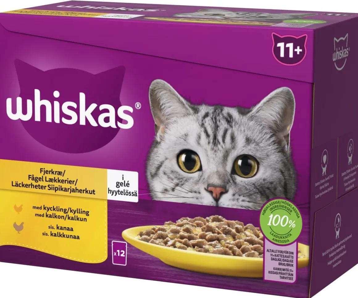 WHISKAS 11+ SIIPIKARJAHERKUT HYYTELÖSSÄ 12*85G 1,02 KG