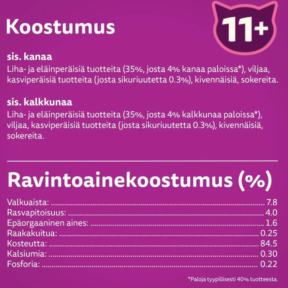WHISKAS 11+ SIIPIKARJAHERKUT HYYTELÖSSÄ 12*85G 1,02 KG