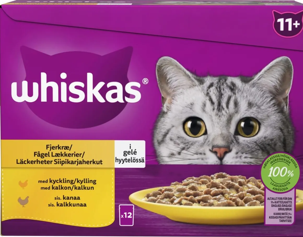 WHISKAS 11+ SIIPIKARJAHERKUT HYYTELÖSSÄ 12*85G 1,02 KG