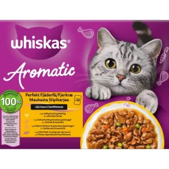 WHISKAS 1+ AROMATIC SIIPIKARJAA KASTIKKEESSA 12*85G 1,02 KG