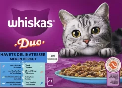 WHISKAS 1+ DUO MEREN HERKUT HYYTELÖSSÄ 12*85G 1,02 KG