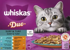 WHISKAS 1+ DUO SURF & TURF HYYTELÖSSÄ 12*85G 1,02 KG