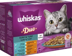WHISKAS 1+ DUO SURF & TURF HYYTELÖSSÄ 12*85G 1,02 KG
