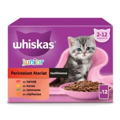 WHISKAS JUNIOR PERINTEISET ATERIAT KASTIKKEESSA 12*85G 1,02 KG
