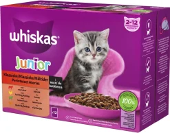 WHISKAS JUNIOR PERINTEISET ATERIAT KASTIKKEESSA 12*85G 1,02 KG