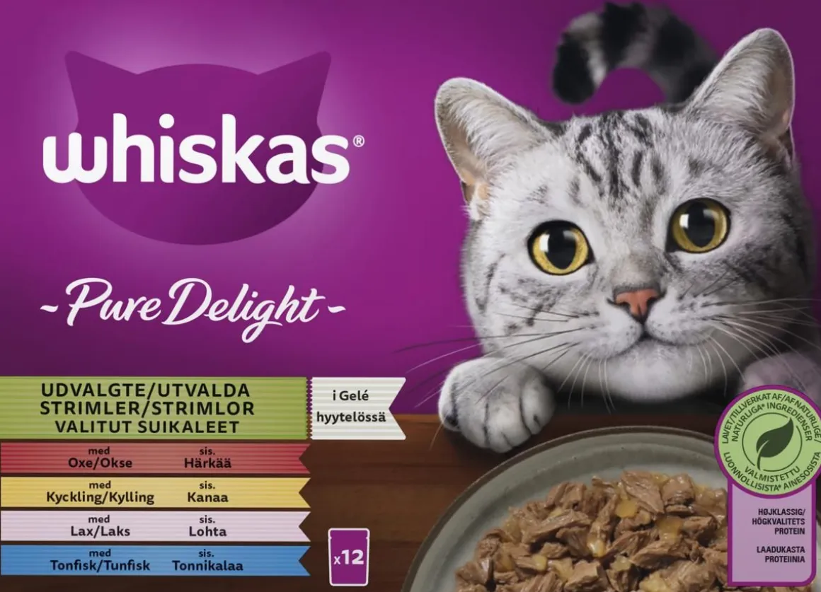 WHISKAS 1+ PURE DELIGHT SUOSIKIT LAJITELMA HYYTELÖSSÄ 12*85G 1,02 KG