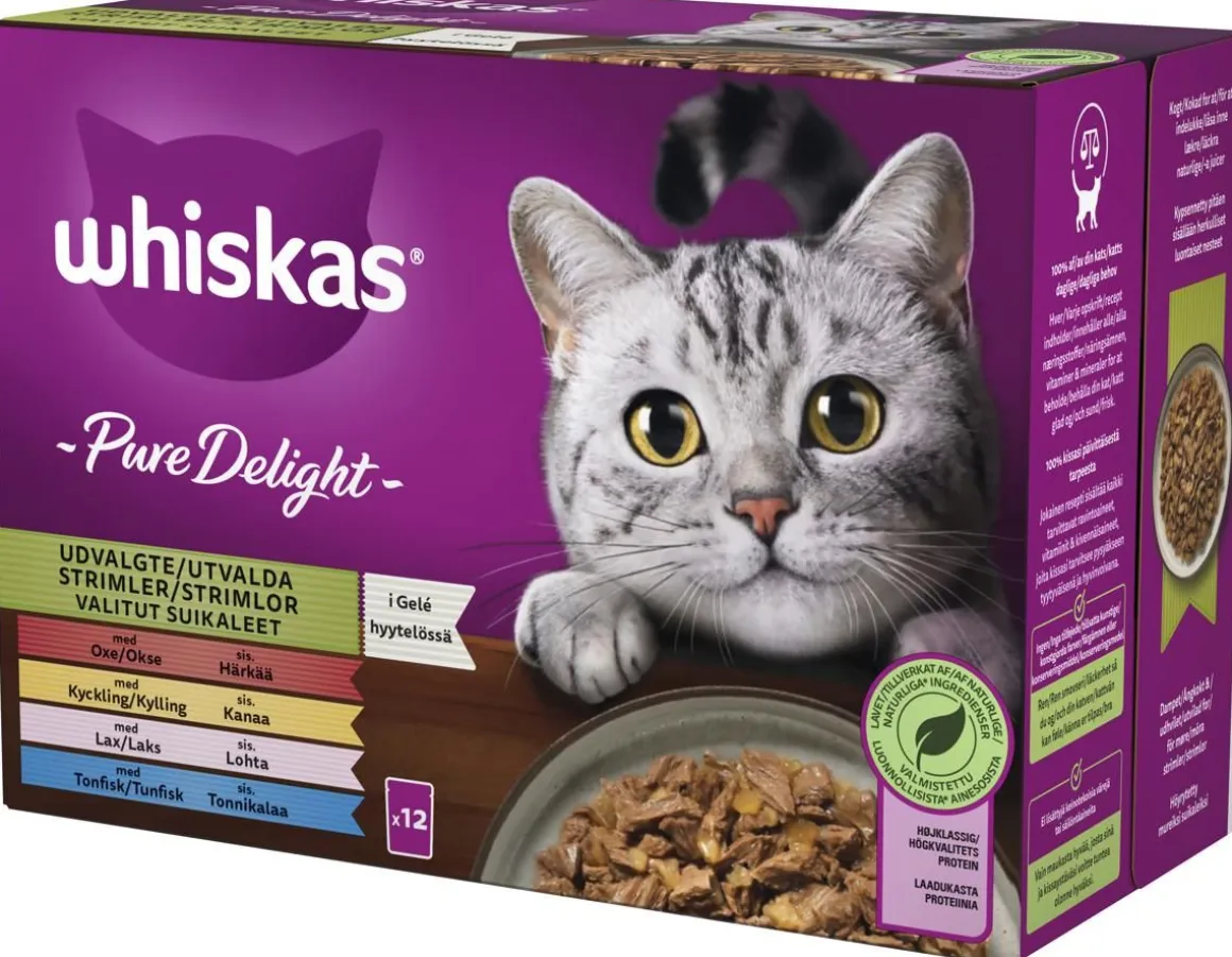 WHISKAS 1+ PURE DELIGHT SUOSIKIT LAJITELMA HYYTELÖSSÄ 12*85G 1,02 KG