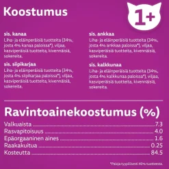 WHISKAS 1+ SIIPIKARJAHERKUT KASTIKKEESSA 12*85G 1,02 KG