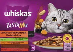 WHISKAS 1+ TASTY MIX MAALAISSEKOITUS KASTIKKEESSA 12*85G