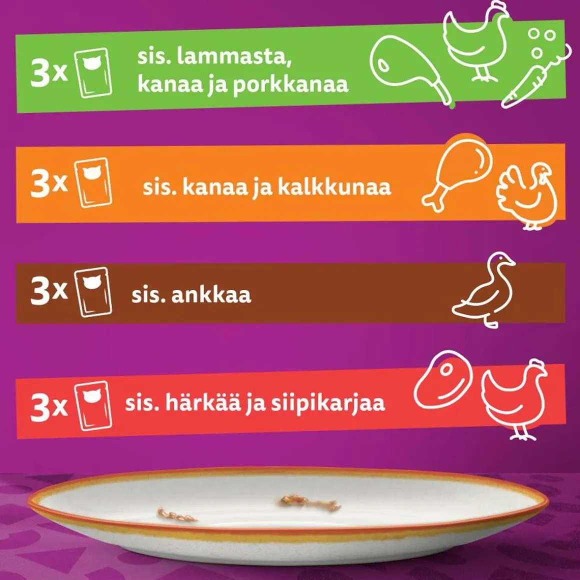WHISKAS 1+ TASTY MIX MAALAISSEKOITUS KASTIKKEESSA 12*85G