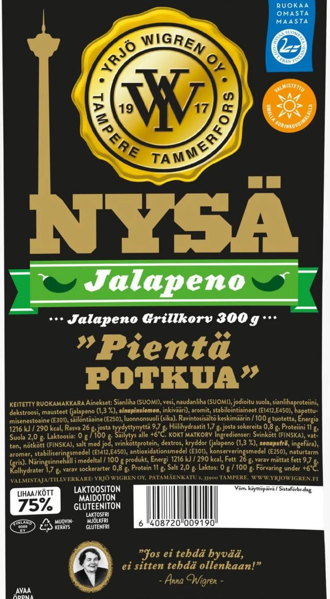 WIGREN NYSÄ JALOPENO GRILLIMAKKARA 300 G